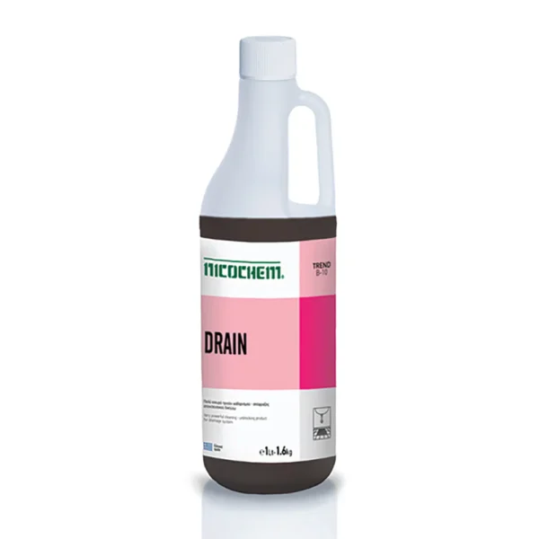 Nicochem Drain - Πολύ Ισχυρό Προϊόν Kαθαρισμού Aπόφραξης, 1L